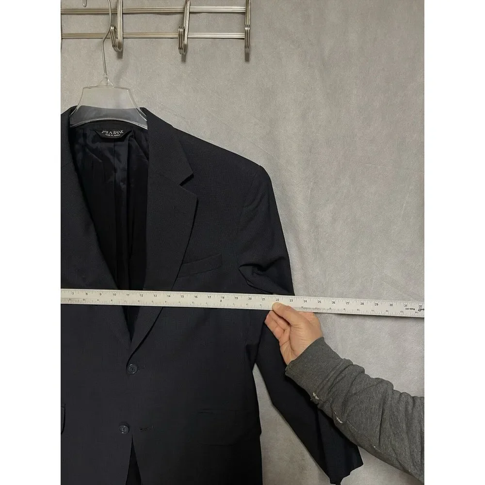 Jos A Bank Suit Men's 40R Blue Micro Check Wool 2B Academia 33X28.5 Pants Luxury